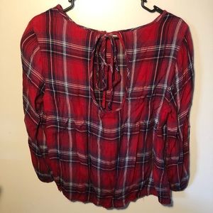 Plaid 3/4 Sleeve Top